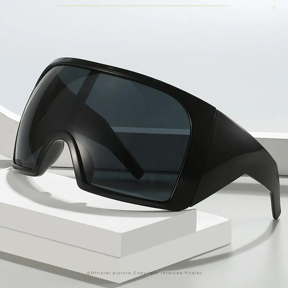 Futuristic Wrap Around Sunglasses Rave Curved Lens UV400 Protection 2000'S Eyewear Oversized Y2K Sun Glasses for Women & Men
