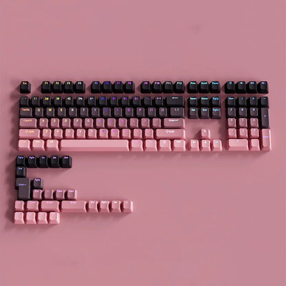 RGB-Gamer-Tastenkappen mit Farbverlauf-Hintergrundbeleuchtung für mechanische Tastaturen mit MX-Switches, OEM-Profil, PBT-Keycaps, Weiß/Blau, ISO-Layout, DIY-Tastenkappen