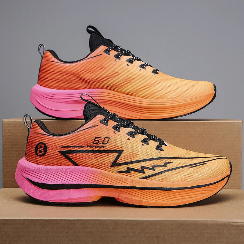 Brand Men's Carbon Plate Running Shoes, Soft Cushion, Shock Absorbing Sports Shoes, Unisex Sneakers, Light Anti-Slip Training Shoes