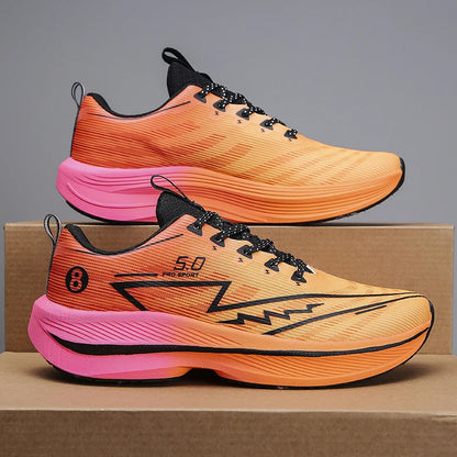Brand Men's Carbon Plate Running Shoes, Soft Cushion, Shock Absorbing Sports Shoes, Unisex Sneakers, Light Anti-Slip Training Shoes
