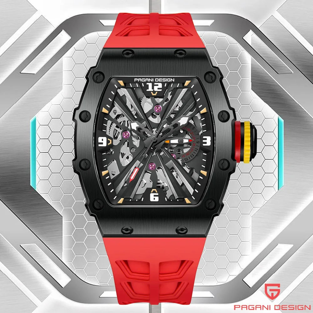PAGANI DESIGN 42 MM Herren-Skelett-Quarzuhr Japan VH65 Saphirglas Edelstahl 50M wasserdicht Armbanduhren PD1738 Neu