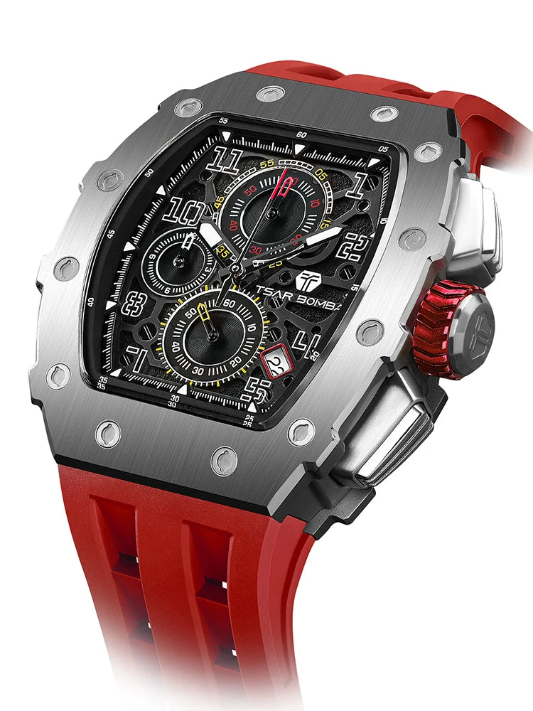 Reloj TSAR BOMBA New TB8204 para hombre, cronógrafo de cuarzo japonés, resistente al agua 50M, reloj de pulsera deportivo de moda, reloj masculino de lujo, regalo para hombre