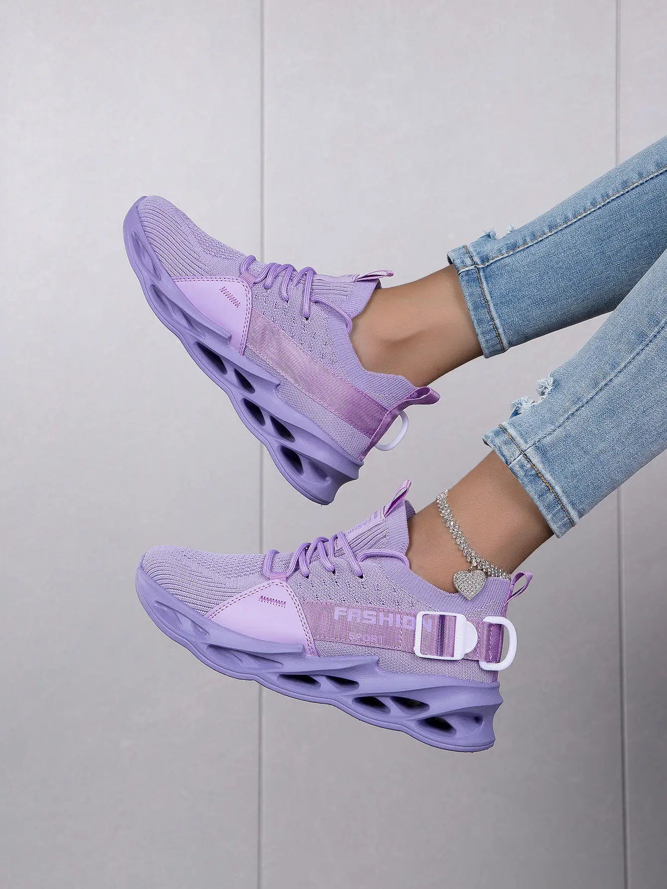 Zapatillas deportivas casual moradas de moda en oferta para mujer y hombre, calzado running con suela tipo blade, talla grande 48, ligeras y transpirables, zapatillas deportivas de malla para hombre