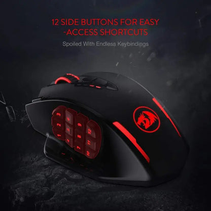 Redragon M913 Gaming-Maus, 16000 DPI, kabelgebunden und kabellos 2.4Ghz, optisch, RGB, 16 programmierbare Tasten, Schwarz/Weiß