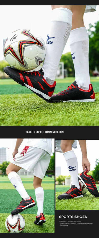 Neue Fußballschuhe für Herren und Damen, Hallen- und Outdoor-Sportschuhe mit langen Stollen und Multinocken für das Fußballtraining auf Matten