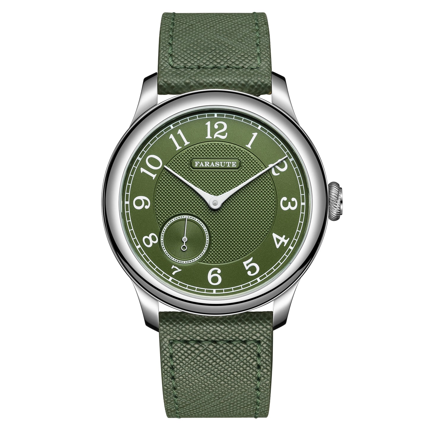 Relógio masculino FARASUTE NEW Machinery com mostrador salmão, movimento mecânico manual ST17, pequeno segundeiro e bracelete Bonklip vintage