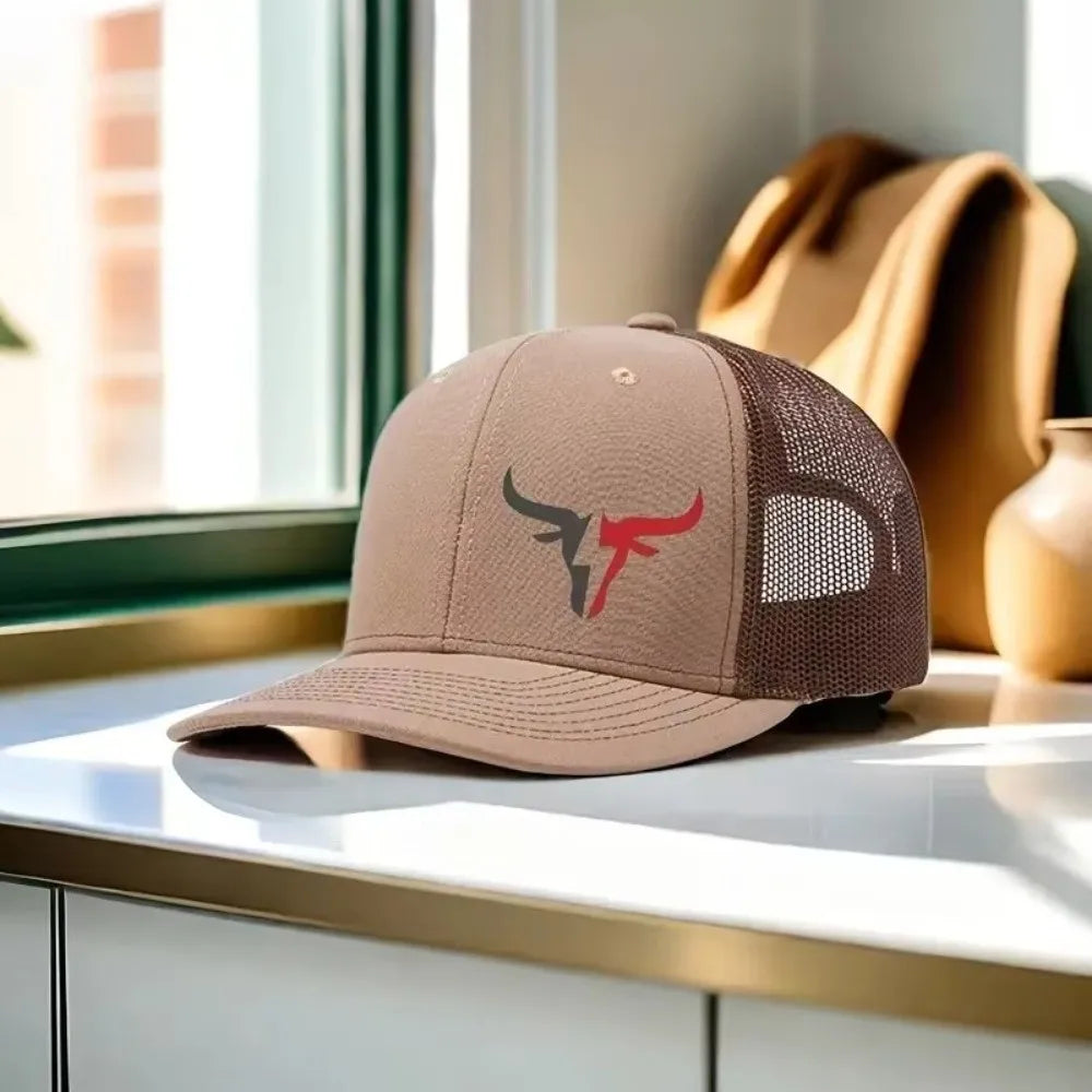 Casual Bull Head Print Summer Baseball Cap Breathable Hip Hop Sports Visor Mesh Adjustable Sun Hats Men Women