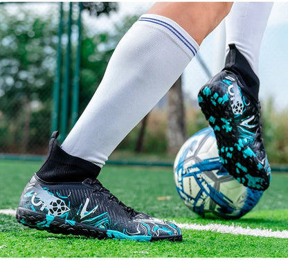 Chaussures de football pour hommes et femmes, crampons antidérapants pour terrain synthétique, baskets de futsal, chaussures de football à crampons pour terrain gazonné, support de cheville, pour l'extérieur