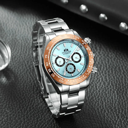 Automatic Watches for Men Mechanical Self Weind Gold Stainless Steel Glacier Ice Blue Chestnut Brown Bezel Reloj Hombre Baratos