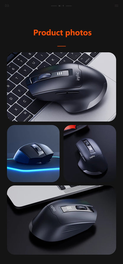 INPHIC leise Office-Maus mit Akkustandsanzeige, 2400DPI, kabellose Maus, geeignet für Desktop- und Laptop-Computer