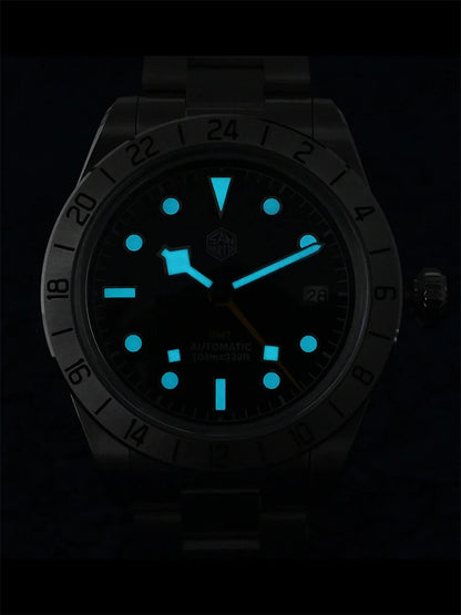 San Martin Neue 39mm NH34 BB GMT Automatikuhr, mechanische Sportuhr, Saphirglas, Leuchtanzeige, wasserdicht bis 100m, für Herren, Relogio SN0054