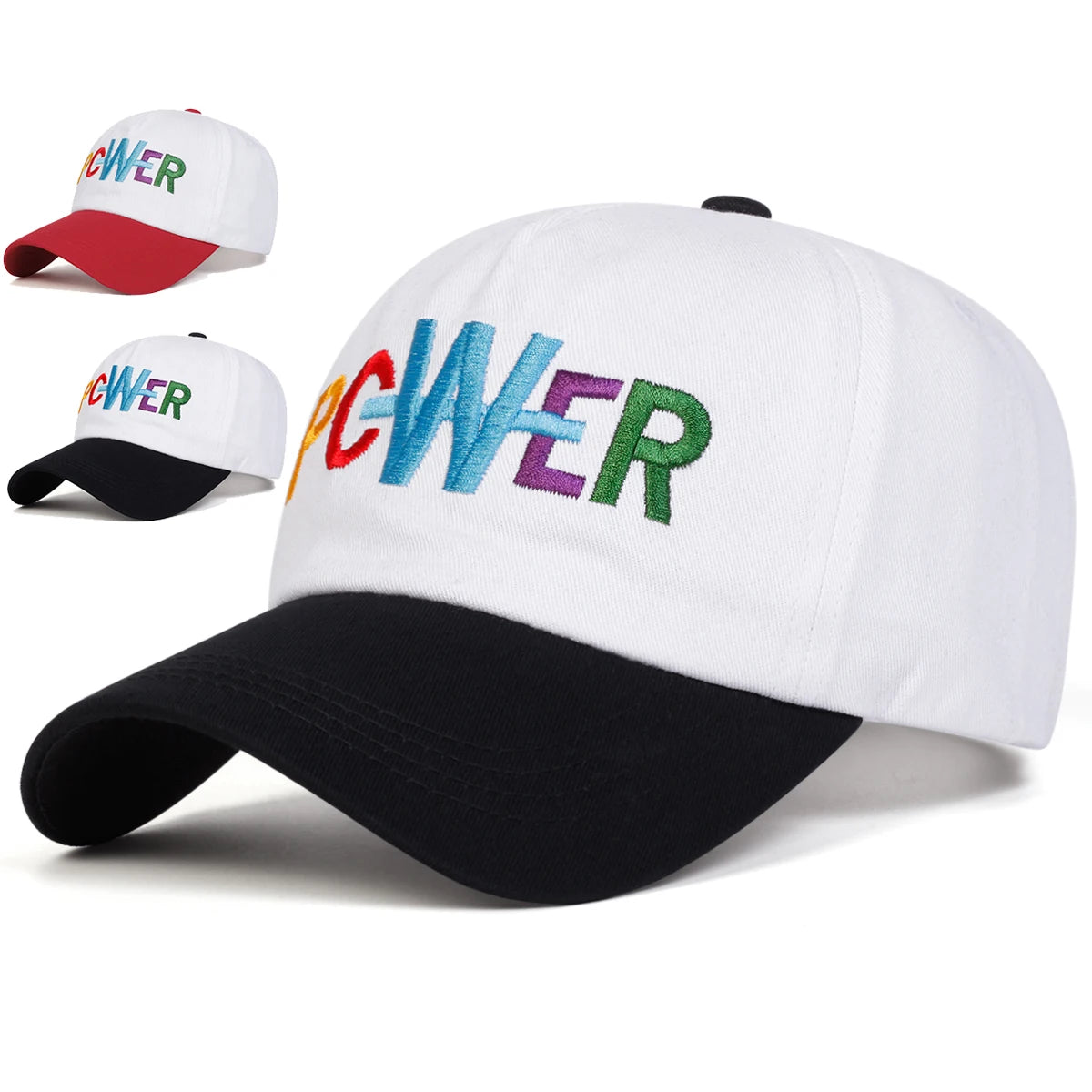 Unisex PCWER Letter Embroidery Baseball Caps Outdoor Adjustable Spring and Autumn Casual Sunscreen Hat