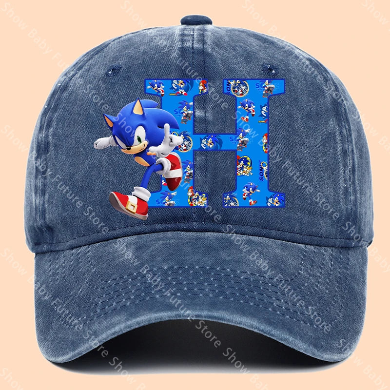 New Cartoon Cute Retro Baseball Caps Sonics Letter Man Boys Hat Hip Hop Breathable Mesh Hats Cute Anime Sunbonnet Birthday Gifts