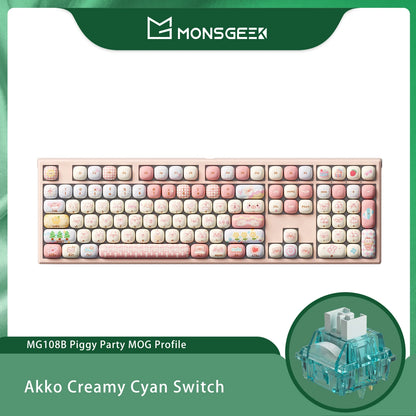 Akko MonsGeek MG108B Bun Wonderland kabellose mechanische Tastatur MOG-Profil RGB 108 Tasten Full Size Hot Swap USB / 2.4G / BT 5.0