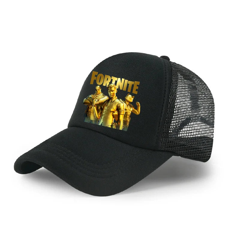 Gorra de béisbol Fortnite con estampado de juego estilo cartoon para niños, gorra de malla transpirable de verano, visera ajustable, regalo de cumpleaños para niños