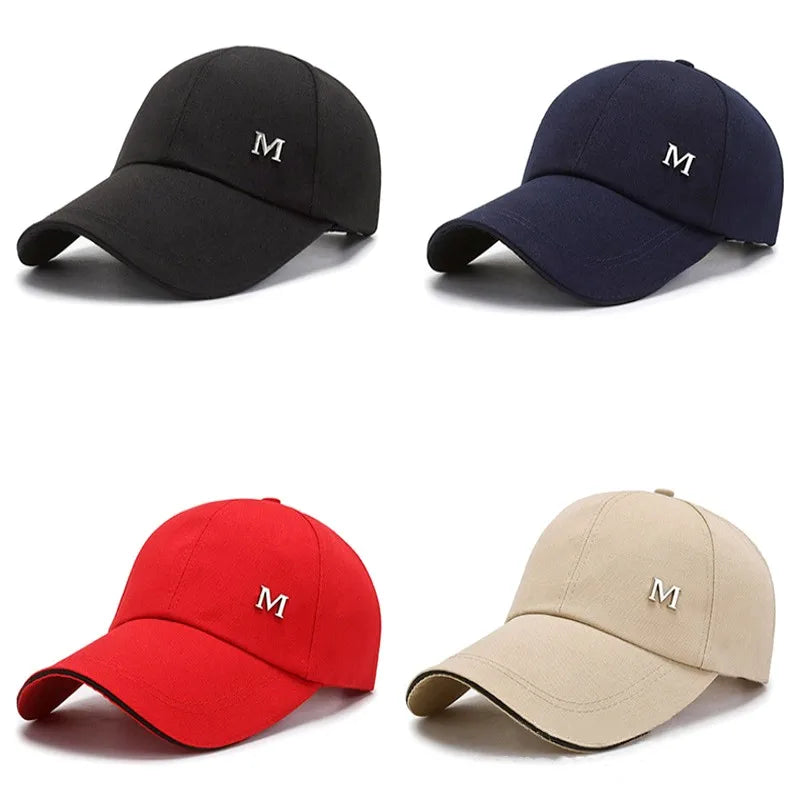 Men Women Baseball Cap Summer Cotton Hat Embroidery Snapback Hip-Hop Cap Adult Sport Sun Hat Casual Long Brim Sunscreen Golf Cap