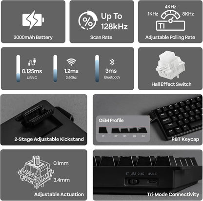 AULA Mini60 HE/Pro/Max 60% Gaming-Tastatur mit Magnetschaltern, RGB, Tri-Mode, mechanische Tastatur, 8000Hz, 0.01mmRT, für E-Sports, Geschenke
