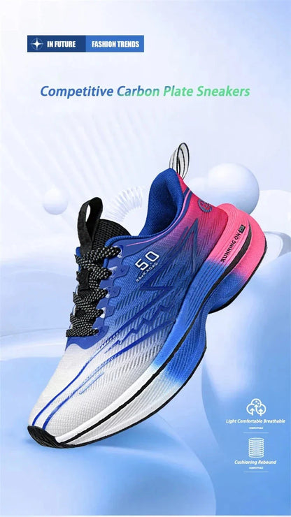 Brand Men's Carbon Plate Running Shoes, Soft Cushion, Shock Absorbing Sports Shoes, Unisex Sneakers, Light Anti-Slip Training Shoes