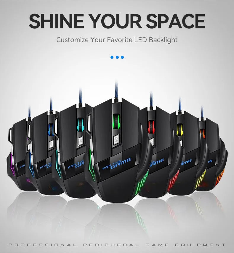 Ratón gaming con cable USB G6, 7 botones con rueda de desplazamiento, 5500DPI ajustables, óptico y ergonómico, para e-sports, portátil, PC y Xiaomi