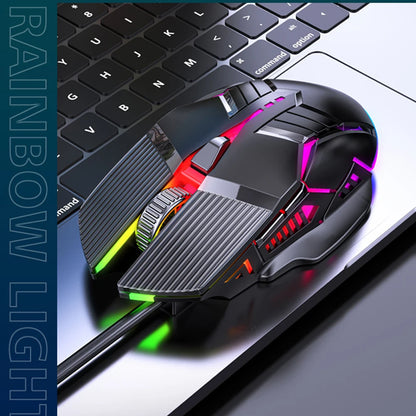 3200DPI ergonomikus vezetékes gamer egér, USB számítógépes gamer egér RGB háttérvilágítással, 6 gombos LED-es csendes egér PC-hez és laptophoz