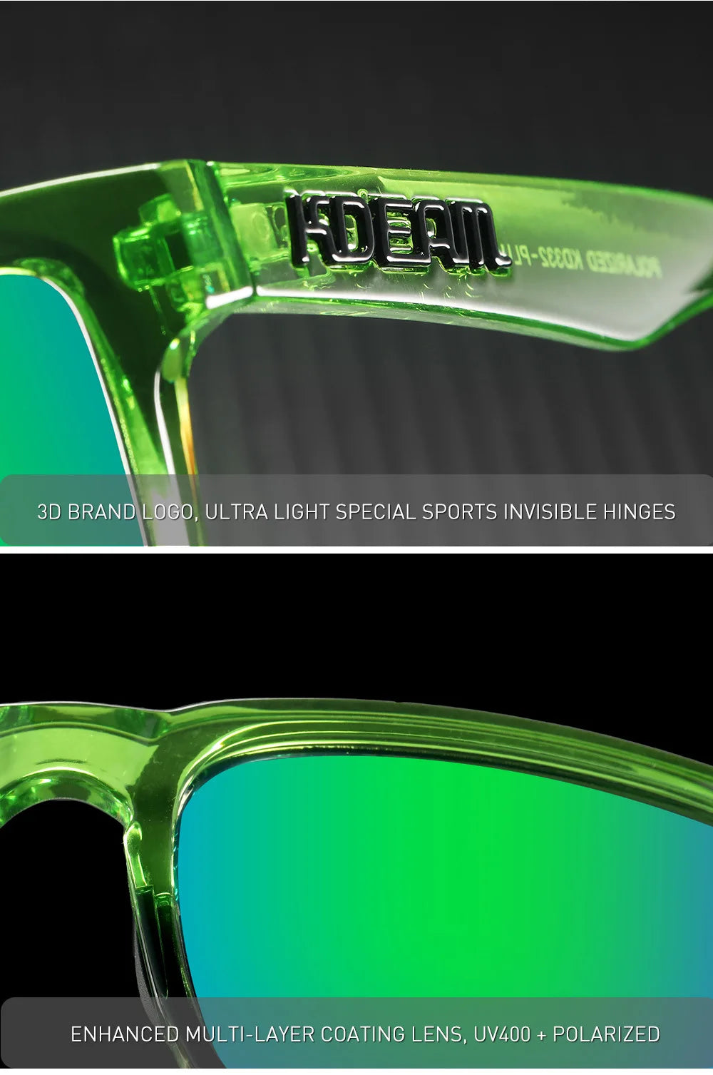 New Colors KDEAM-PLUS Large Size Square Unisex Sunglasses Polarized Photochromic Oversized Sun Glasses Fashion Anti Glare Mirror