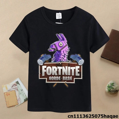 Sommer-Fortnite-Kinder-T-Shirt mit Cartoon-Spielfigur-Print, lässiges Sport-T-Shirt für Jungen, kurzärmelig, Kinderbekleidung