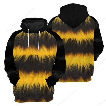 Sweat à capuz vintage para homem com padrão de lobo e abelha, estampado 3D, sweatshirt de moda, casaco para rapaz e mulher, fato de treino 6XL
