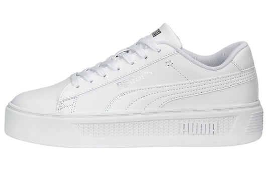 Baskets Puma Smash Platform v3, modèle blanc et argenté, 390758-01.