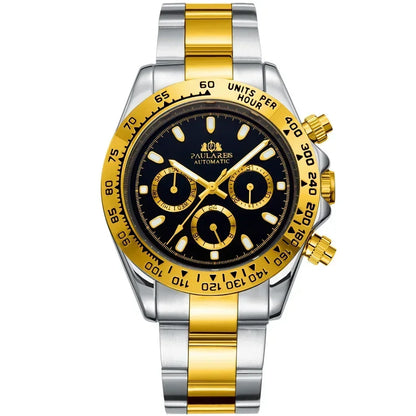 Automatic Watches for Men Mechanical Self Weind Gold Stainless Steel Glacier Ice Blue Chestnut Brown Bezel Reloj Hombre Baratos