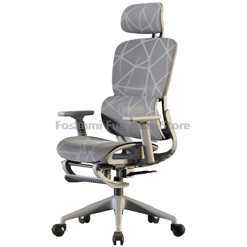 Cadeira de escritório em malha respirável para computador com apoios de braços e apoio lombar, cadeira ergonómica ajustável para secretária, casa e gaming, com encosto de cabeça