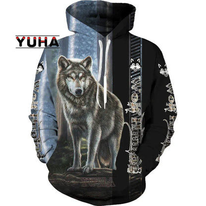 3D-bedruckter Wolf-Hoodie Unisex – cooler Pullover mit Tiergrafik, Sweatshirt für Herren-Streetwear