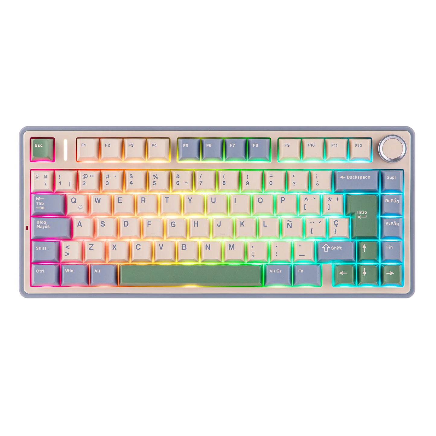 EPOMAKER AULA F75 ISO-ES 75% Spanische QWERTY Hot-Swap, Gasket-Mounted, kabelgebundene/Bluetooth/2.4GHz kabellose mechanische Gaming-Tastatur mit RGB-Hintergrundbeleuchtung