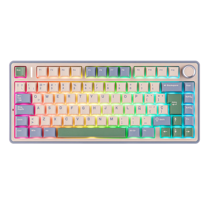 EPOMAKER AULA F75 ISO-ES 75% Spanische QWERTY Hot-Swap, Gasket-Mounted, kabelgebundene/Bluetooth/2.4GHz kabellose mechanische Gaming-Tastatur mit RGB-Hintergrundbeleuchtung