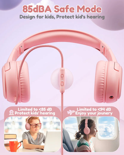 Awatrue Kids Headphones Comfortable Toddler Headsets for School Ideal Gifts for Son Daughter Sound and Safe Listening Experience