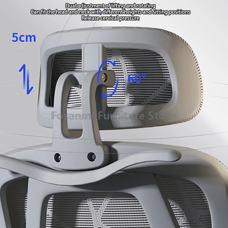 Cadeira de escritório em malha respirável para computador com apoios de braços e apoio lombar, cadeira ergonómica ajustável para secretária, casa e gaming, com encosto de cabeça
