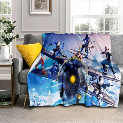 3D-F-Fortnites-Cartoon-Game-Flanelldecke, weiche warme Kuscheldecke für Schlafzimmer, Wohnzimmer, Bett, Reisen, Camping, Picknick, Geschenk