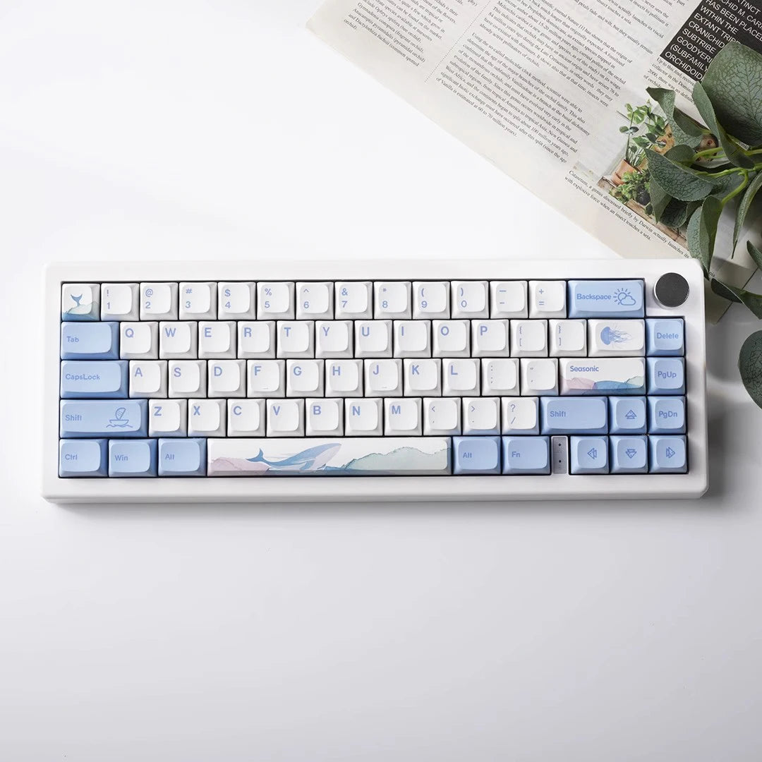 133 Keys XDA Profile Keycap Ocean Whale Theme PBT Keycaps For MX Switch Mechanical Keyboard Dye Sublimation Blue White Key Caps