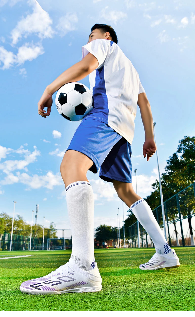 Sapatilhas de Homem Novas com Pitons para Relva, Ténis de Futebol de Alta Qualidade, Chuteiras de Futsal Antiderrapantes para Interior, Modelo Cano Alto para Exterior Mais Vendido