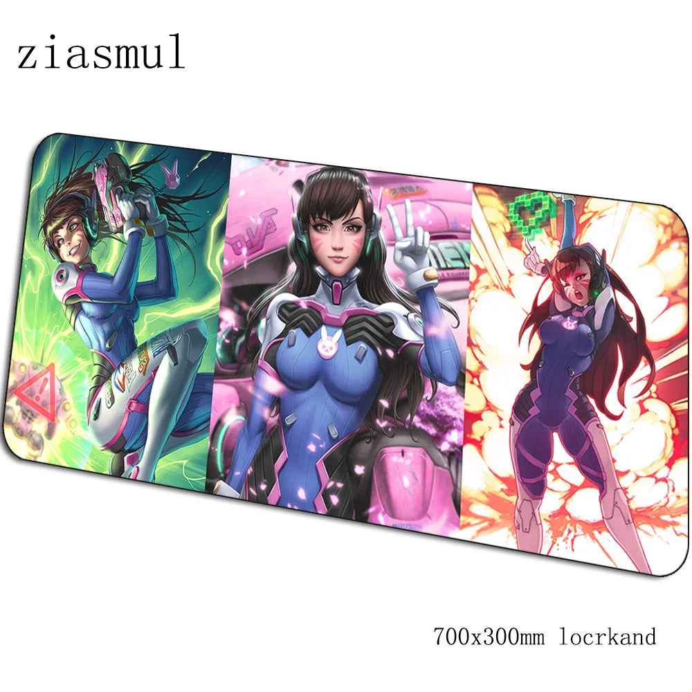 Tapete de rato gamer D.Va 70x30cm XL, tapete gaming para PC e notebook, tapete de secretária bonito, presentes de Natal para gamers, tapete para jogos e gamepad