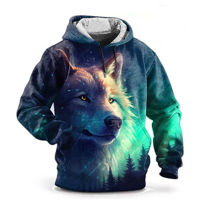Felpe con cappuccio 3D Print Animal Wolf da uomo e donna, moda autunnale streetwear oversize, pullover Y2K unisex