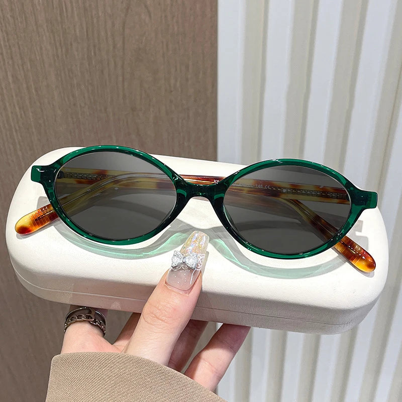 VICKY Simple Geometric Oval Small Frame Retro Design Women's Polarized Sunglasses UV Protection Customizable Prescription K9142