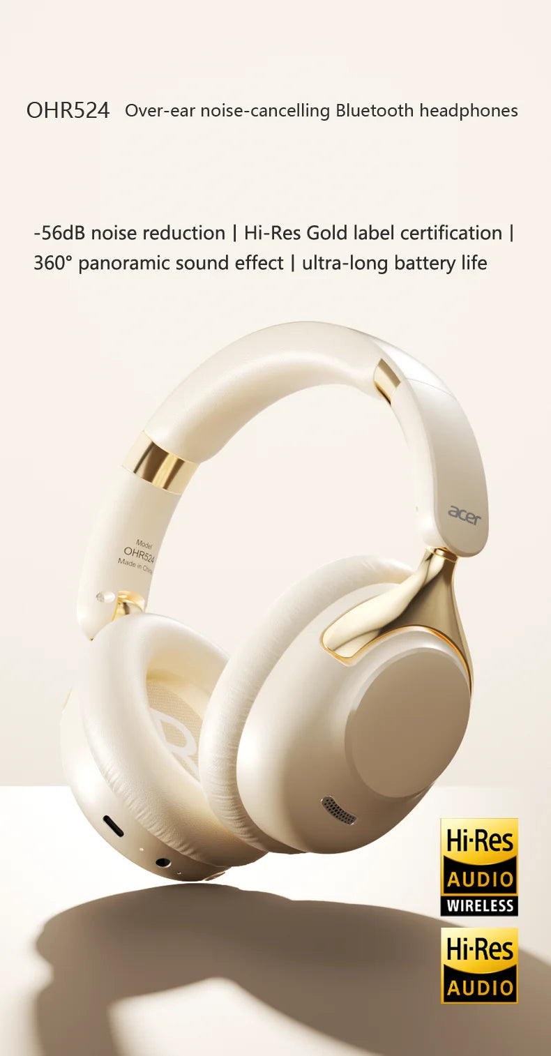 Acer OHR524 ANC Wireless Bluetooth Headphones 360° Surround Sound Headsets Gamer Sports Earphones Noise Reduction with HD Mic
