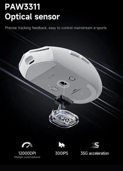 MCHOSE G3 V2 Pro Wireless E-sports Mouse Lightweight Three Mode Bluetooth PAW3395 High Performance 800mAh Game Office 59g Mouse