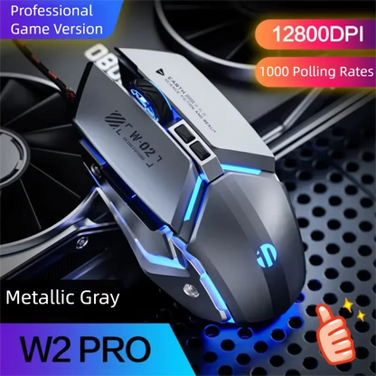 Inphic W2 2. Generation USB-kabelgebundene Gaming-Maus mit Silent Click, Metall-Style, 6-Tasten-Makroprogrammierung, 8800DPI