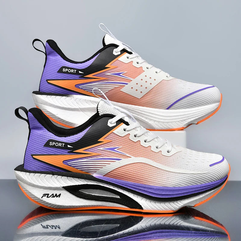 Scarpe sportive da running Marathon da uomo, con piastra in carbonio, cuscino d’aria, traspiranti e leggere, sneakers atletiche da donna comode e antiscivolo