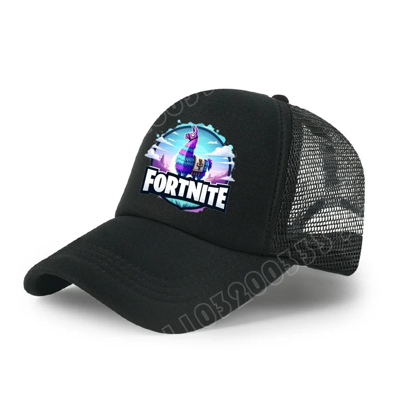 Gorra de béisbol Fortnite con estampado de juego estilo cartoon para niños, gorra de malla transpirable de verano, visera ajustable, regalo de cumpleaños para niños