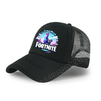 Gorra de béisbol Fortnite con estampado de juego estilo cartoon para niños, gorra de malla transpirable de verano, visera ajustable, regalo de cumpleaños para niños