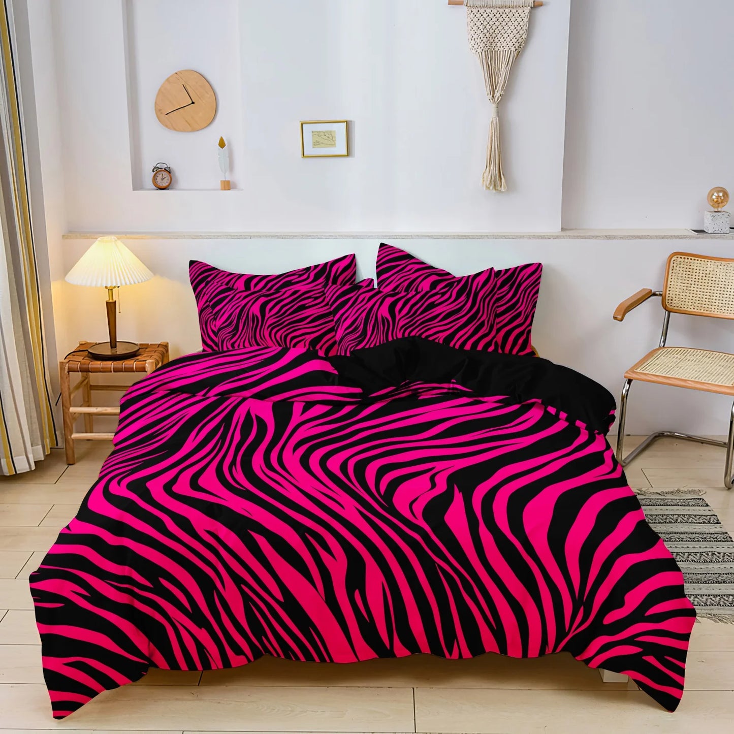 3pcs Bedding Set Rose Red Zebra Print Leopard Print Digital Print Duvet Cover Set,,Digital Print,Using A Family Hotel Dormitor