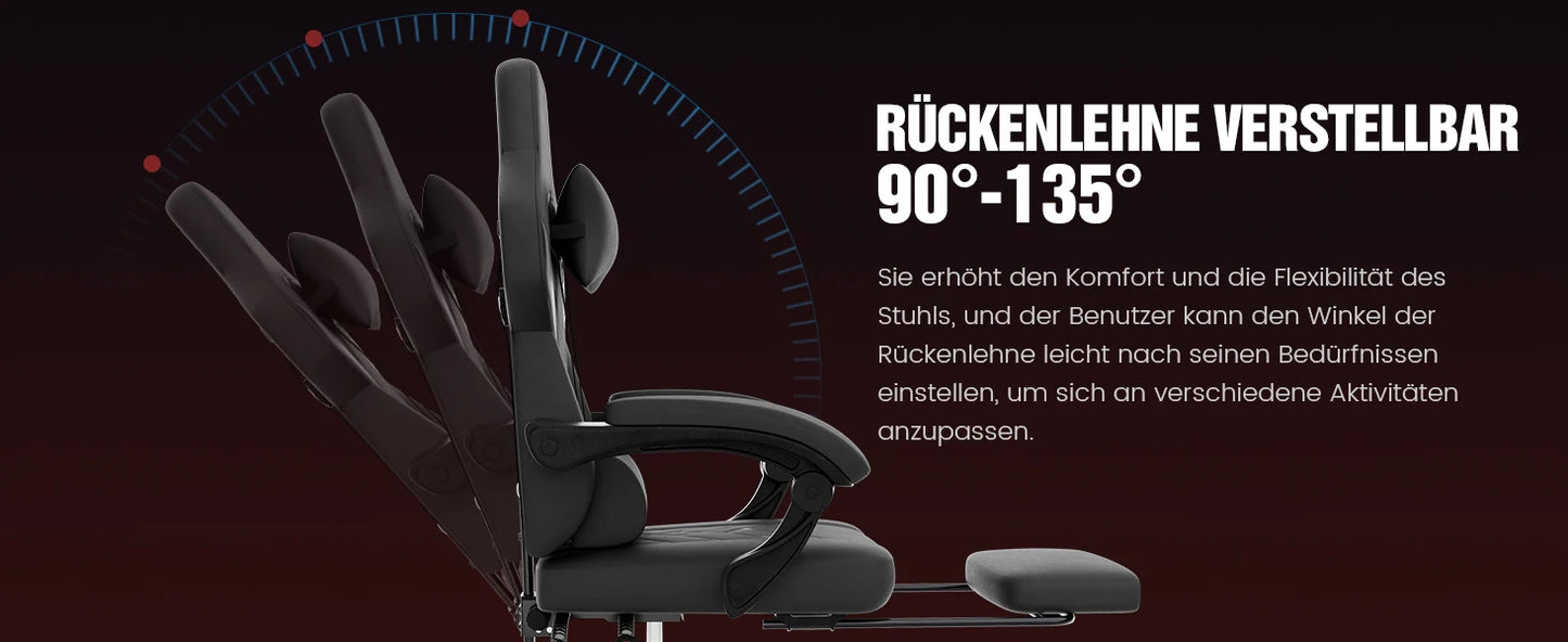 WOTSTA Gaming Chair, Ergonomic Office Chair, Racing Computer Chair, Height-Adjustable Computer Chair with Headrest