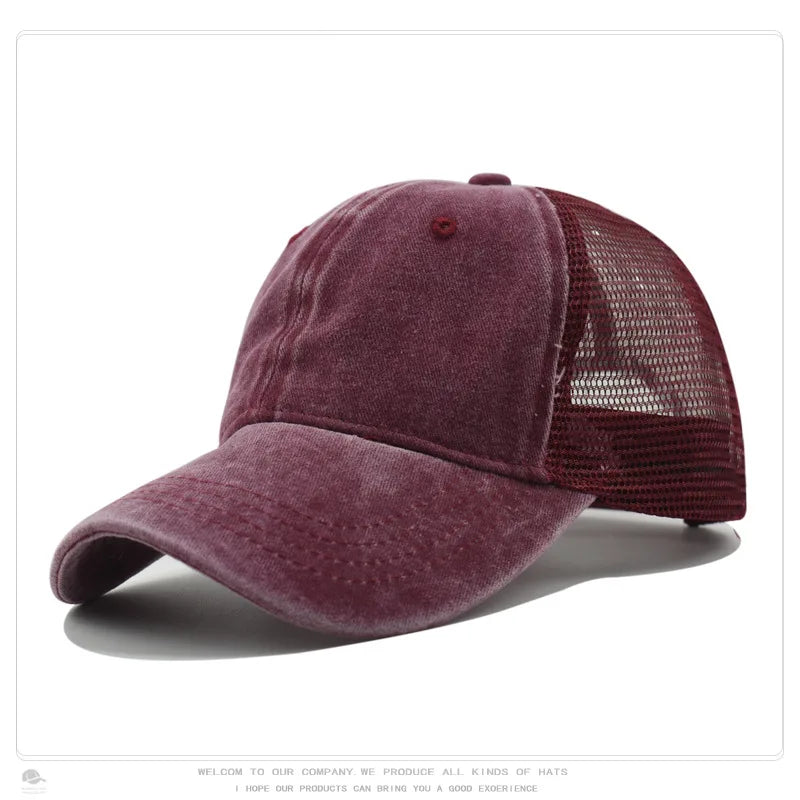 Custom Logo Blank Baseball Cap For Men Summer Breathable Mesh Hat Women Vintage Washed Distressed Trucker Sun Hats